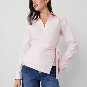 Ann Taylor Elegant Pink Wrap Blouse